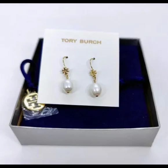 TORY BURCH •Freshwater Cultured Pearl Drop Logo - Picture 5 of 6